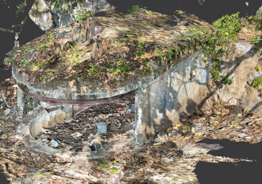 3D scan measures of No.1 Defense Electric Light (DEL1). They are the first known 3D scan measures of the relics. (Photo credit: Mr TAN Yuk Kor)